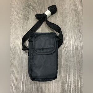 Small Black Utility Crossbody Pouch | Travel Phone Bag | Adjustable Strap